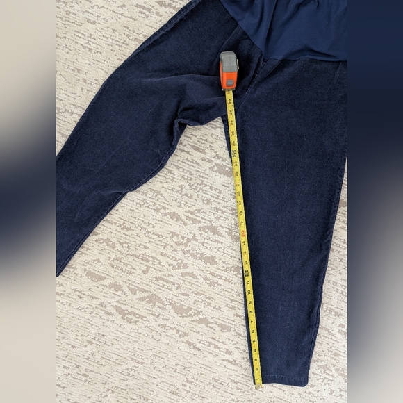 Navy Blue Women's Corduroy Maternity Pants - Picture 4 of 13
